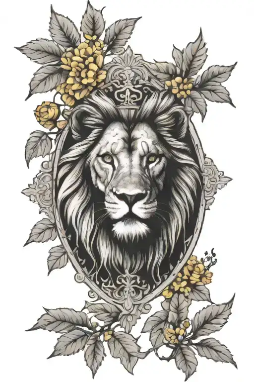lion head, cross, mustard tree   tattoo design idea