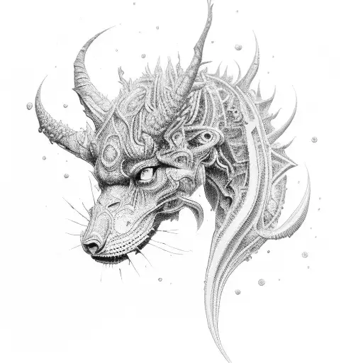 A detailed portrait of Astarion with intricate dotwork shading tattoo design idea