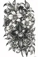 Gladiolus, Poppies,  carnations and snowdrops  tattoo design idea