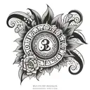 s  mandala using Roman numerals 19,27, 28, 29, 34 small to cup right breast  tattoo design idea