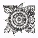 s  mandala using Roman numerals 19,27, 28, 29, 34 small to cup right breast  tattoo design idea