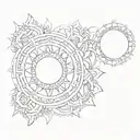 mandala using Roman numerals 19,27, 28, 29, 34 small to cup right breast  tattoo design idea