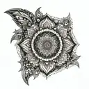 mandala using Roman numerals 19,27, 28, 29, 34 small to cup right breast  tattoo design idea