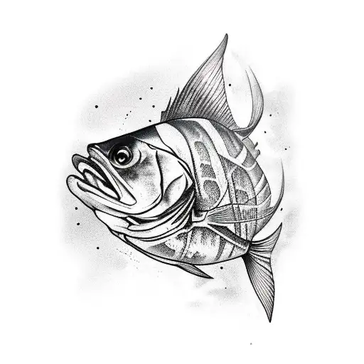 all kinds of  salt water fish all over for arm  tattoo design idea