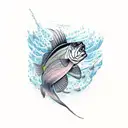 all kinds of  salt water fish all over for arm  tattoo design idea