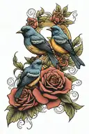 Roses And SongBirds tattoo design idea
