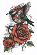 Roses And SongBirds tattoo design idea