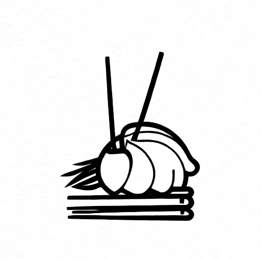 tattooed dumpling holding cleaver and chopsticks tattoo design idea