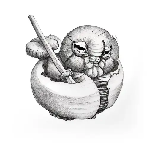 tattooed dumpling holding cleaver and chopsticks tattoo design idea