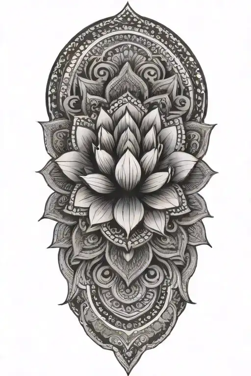 lotus mandala henna inspired patterns tattoo design idea