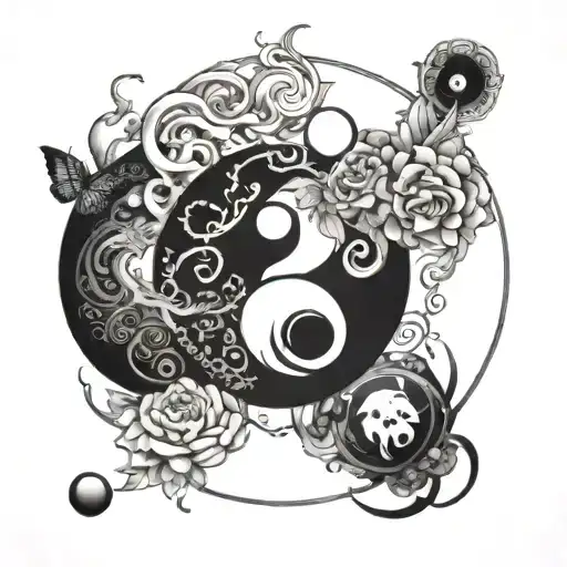 Progressive yin and yang being created tattoo design idea