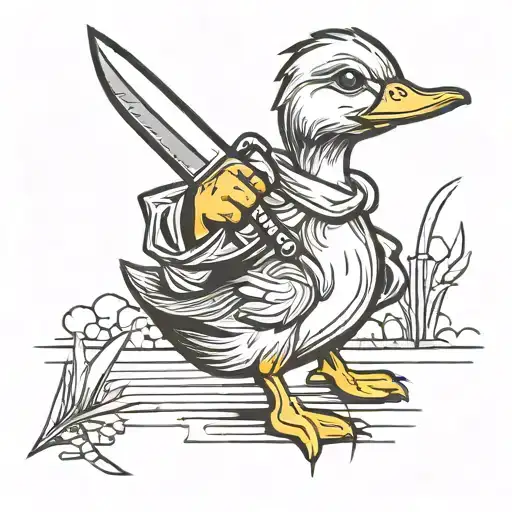 Baby Duck with Knife tattoo design idea