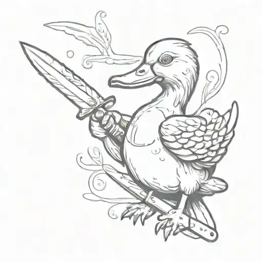 Lemon Duck Holding a knife tattoo design idea