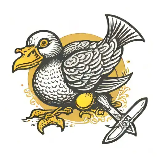 Lemon Duck Holding a knife tattoo design idea