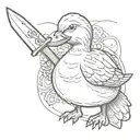 Lemon Duck Holding a knife tattoo design idea