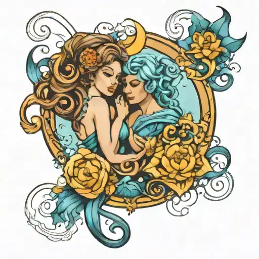 Gemini and Aquarius sign incorporated tattoo design idea