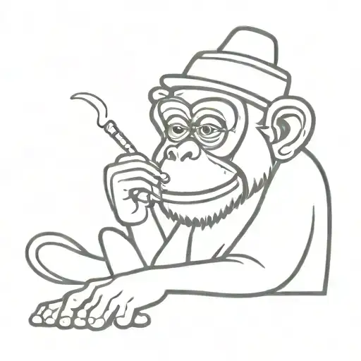 monkey clown smoking weed tattoo design idea