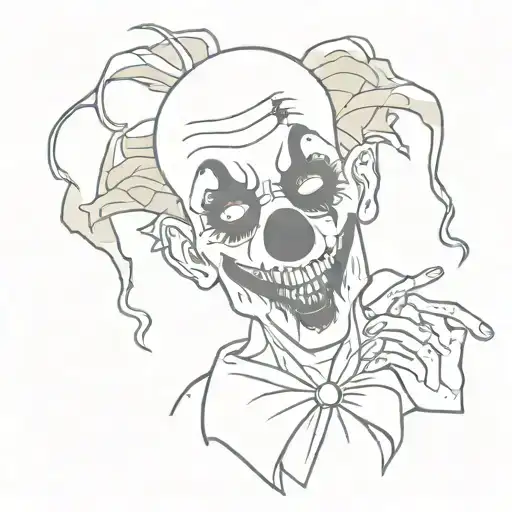 zombie clown smoking weed  tattoo design idea