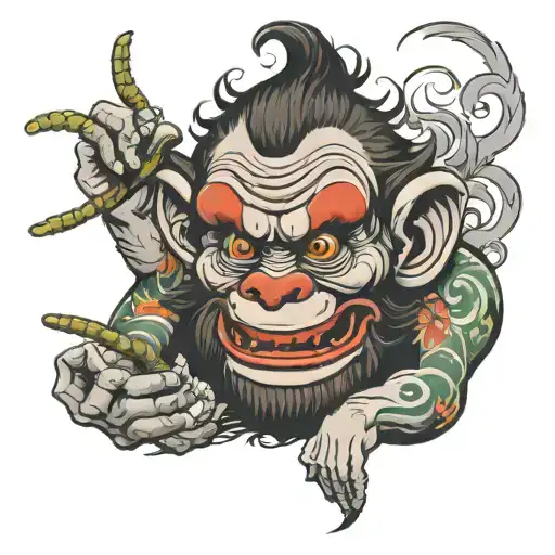 monkey clown smoking weed tattoo design idea