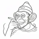 monkey clown smoking weed tattoo design idea