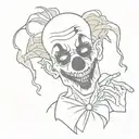 zombie clown smoking weed  tattoo design idea