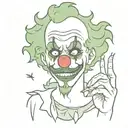 zombie clown smoking weed  tattoo design idea