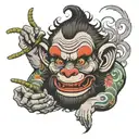 monkey clown smoking weed tattoo design idea