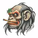 monkey clown smoking weed tattoo design idea