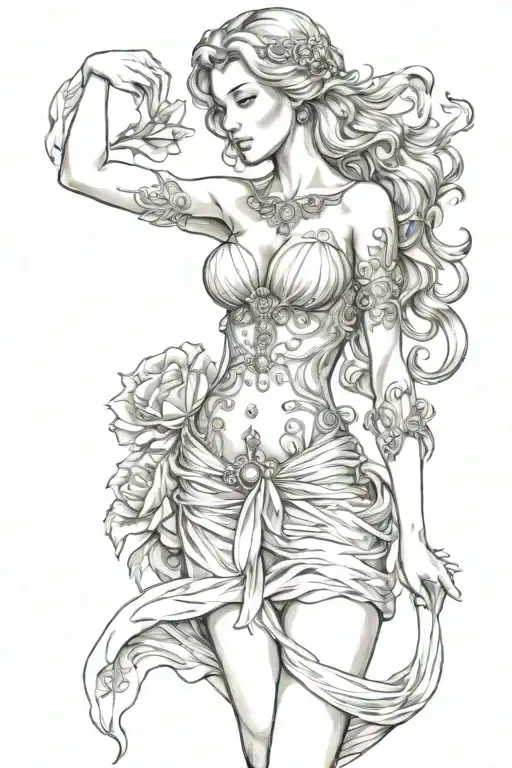 full body Aphrodite realistic sexy girl shoulder tattoo  tattoo design idea