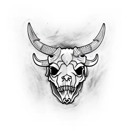bull skull with barb wire tattoo design idea