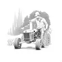 tractor with a dad on top add some stuff and a river tattoo design idea
