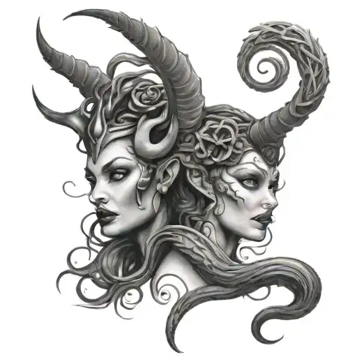 medusa and maleficent combination tattoo design incorporating elements tattoo design idea