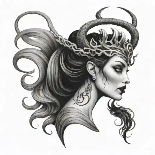 medusa and maleficent goth combination tattoo tattoo design idea