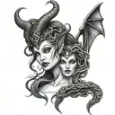 medusa and maleficent combination tattoo design incorporating elements tattoo design idea