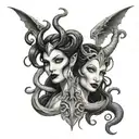 medusa and maleficent combination tattoo design incorporating elements tattoo design idea