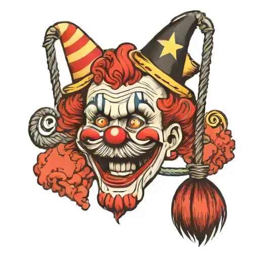 clown in a noose tattoo design idea