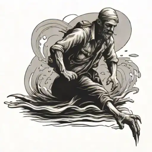 Peter walking on water tattoo design idea