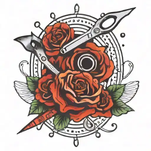 Dotted line with scissors cutting tattoo design idea