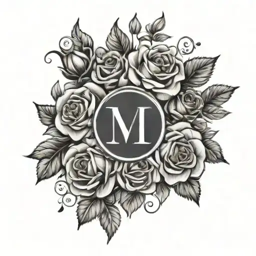 6th June 2024 in Roman numerals surrounded by roses tattoo design idea