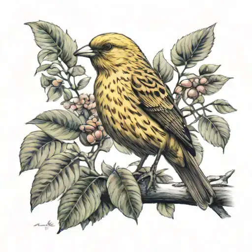 canary bird tattoo design idea