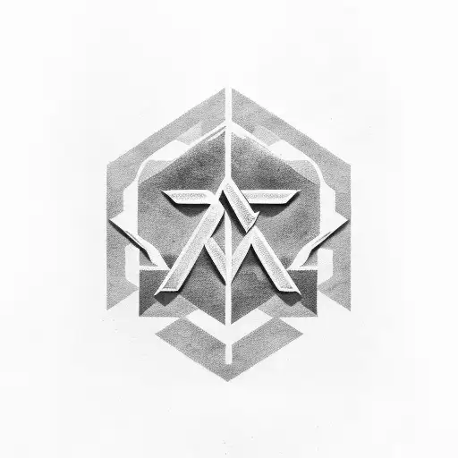 A dotwork design featuring the N7 logo from Mass Effect tattoo design idea