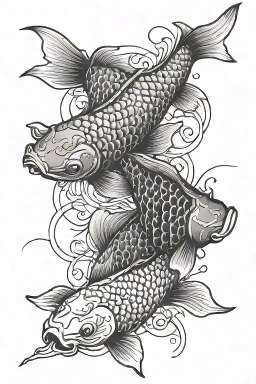 two koi fish swimming gracefully tattoo design idea