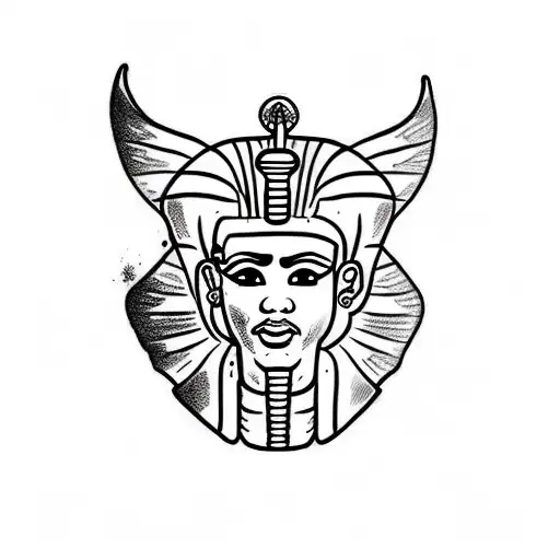 king tut linework tattoo design idea