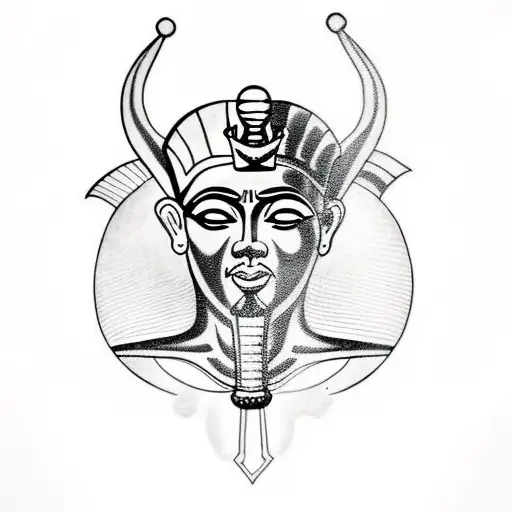 king tut linework tattoo design idea