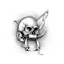 skull with scythe tattoo design idea