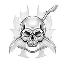 skull with scythe tattoo design idea