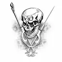 skull with scythe tattoo design idea