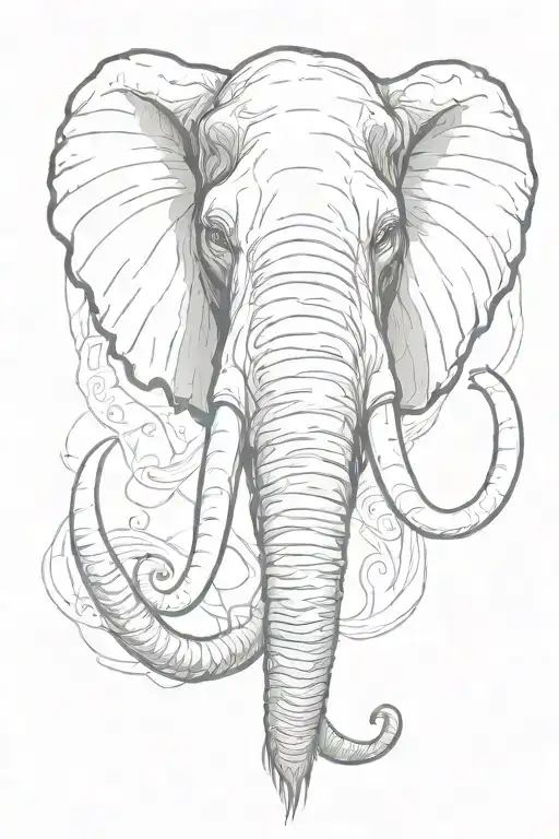 Mammoth head with big tusks  tattoo design idea