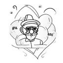 blank heart with the words "grandpa" tattoo design idea