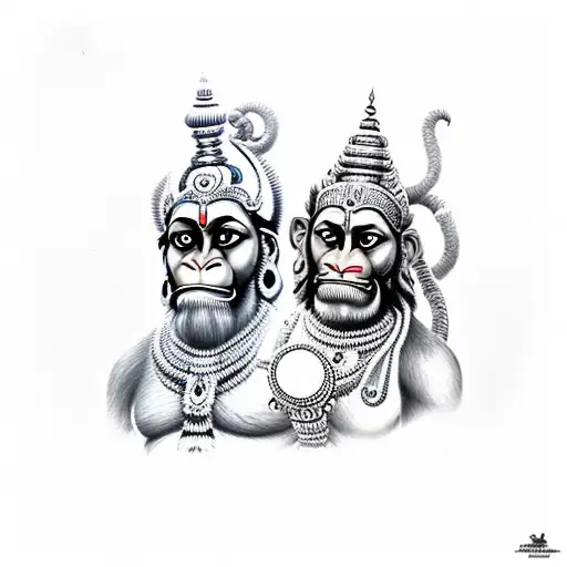 Hanuman and Rama fighting Ravana tattoo design idea